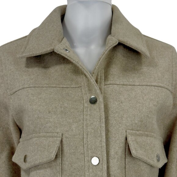 ZARA Cropped Wool-Blend Jacket — Tan Minimalist Neutral — Size Medium - Picture 3 of 11